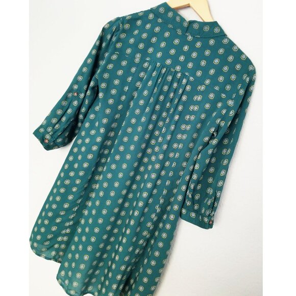 Maeve By Anthropologie Monika Button down Tunic Shirt Top XS Green Longline $128 - Picture 14 of 16